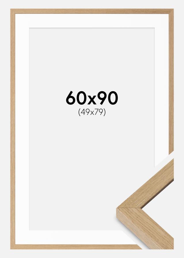 Ramme Hermes Naturlig Eg 60x90 cm - Passepartout Hvid 50x80 cm