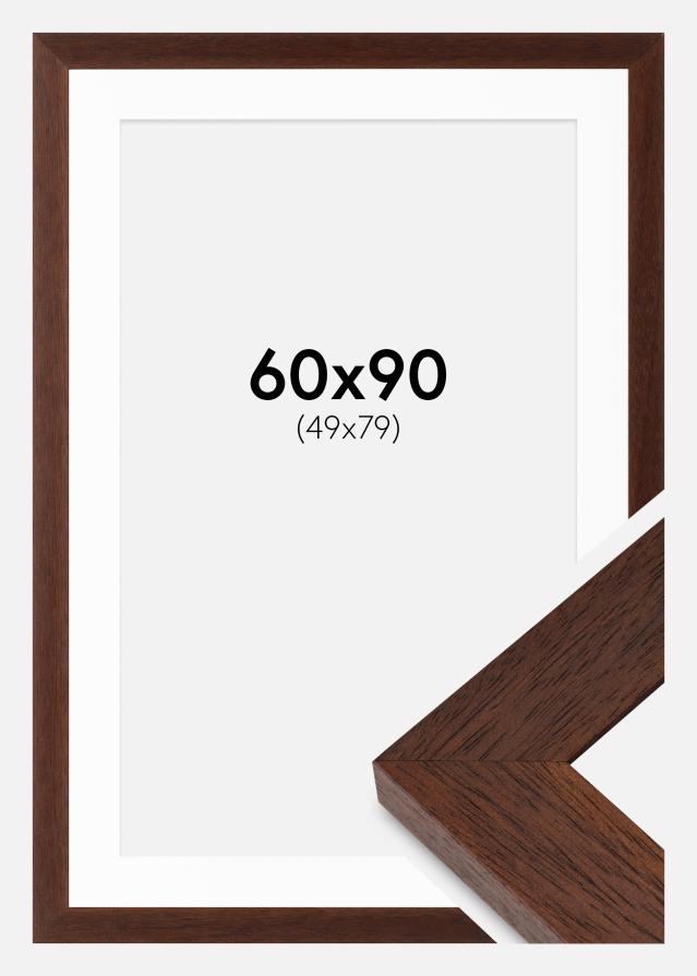 Ramme Juno Teak 60x90 cm - Passepartout Hvid 50x80 cm