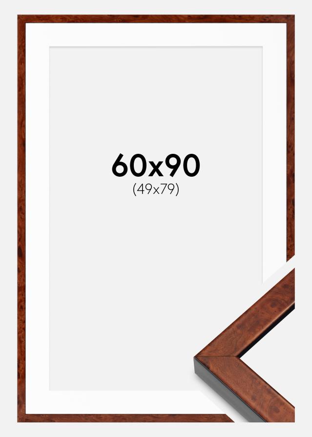 Ramme Hermes valnød 60x90 cm - Passepartout Hvid 50x80 cm