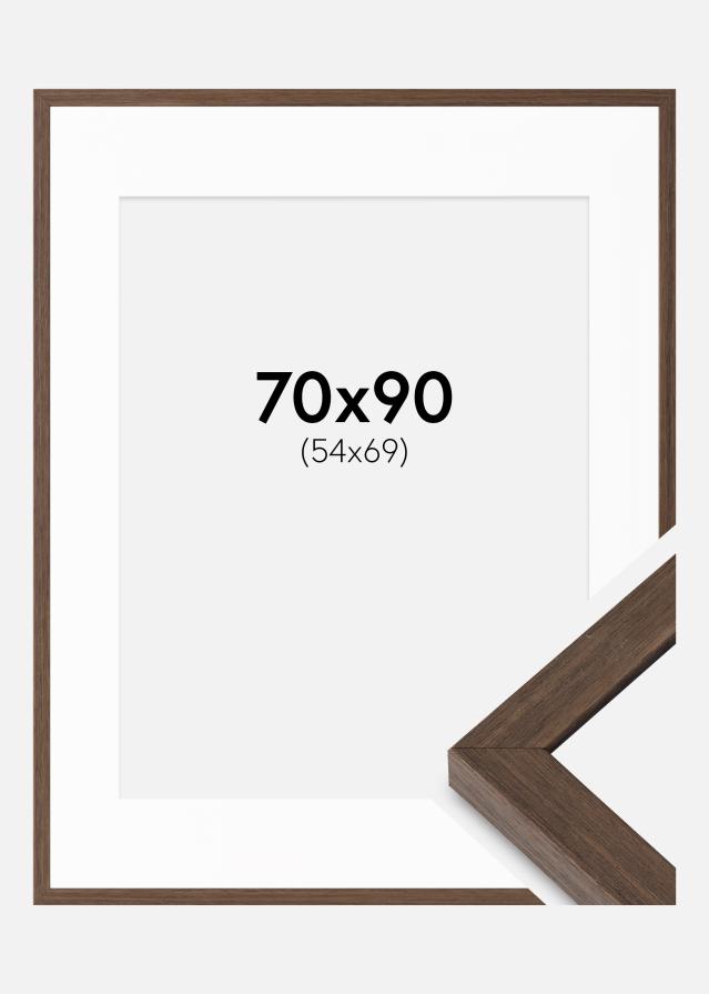 Ramme Hermes Valnød 70x90 cm - Passepartout Hvid 55x70 cm