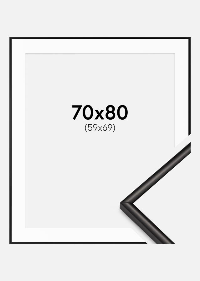 Ramme Scandi Mat Sort 70x80 cm - Passepartout Hvid 60x70 cm