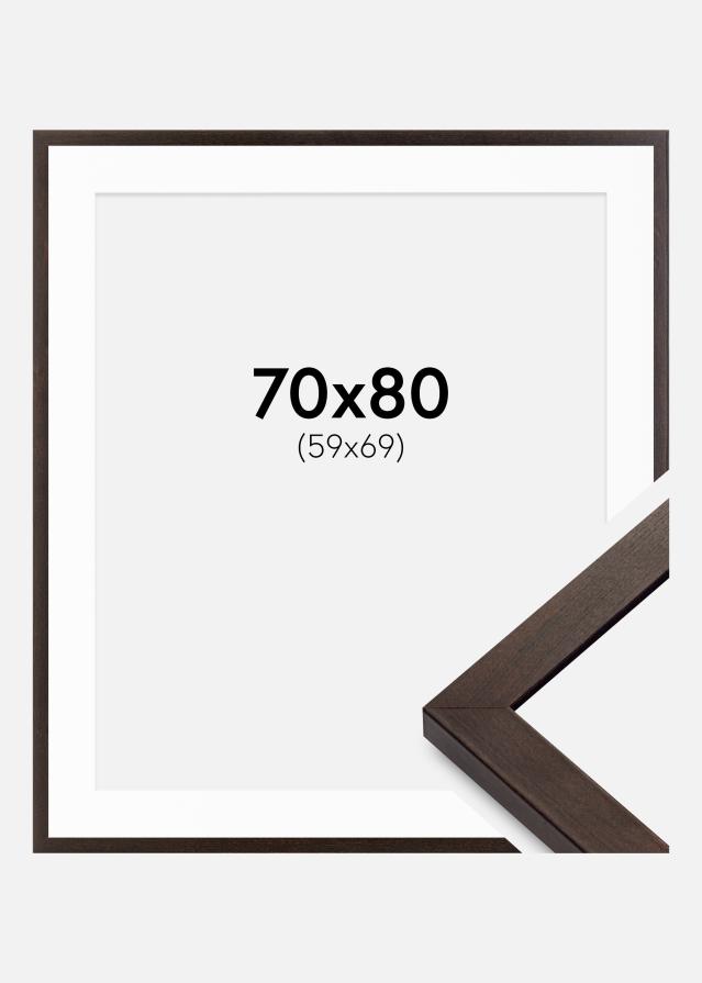Ramme Selection Valnød 70x80 cm - Passepartout Hvid 60x70 cm