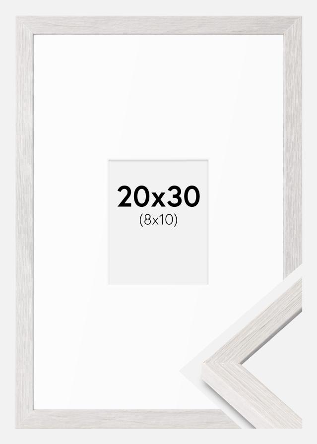 Ramme Ares hvid Eg 20x30 cm - Passepartout Hvid 9x11 cm