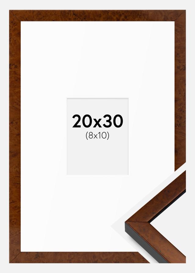 Ramme Ares valnød 20x30 cm - Passepartout Hvid 9x11 cm