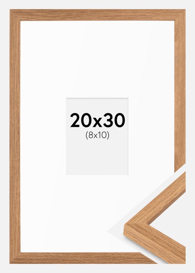 Ramme Modern Teak 20x30 cm - Passepartout Hvid 9x11 cm