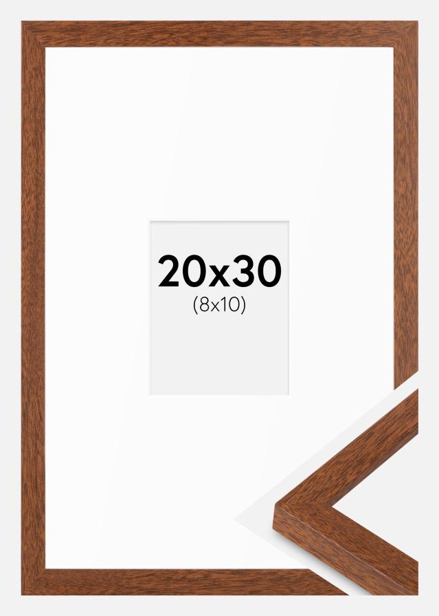 Ramme Modern varmt Brun 20x30 cm - Passepartout Hvid 9x11 cm