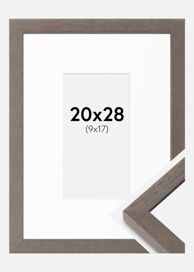 Ramme Hermes Grå 20x28 cm - Passepartout Hvid 10x18 cm