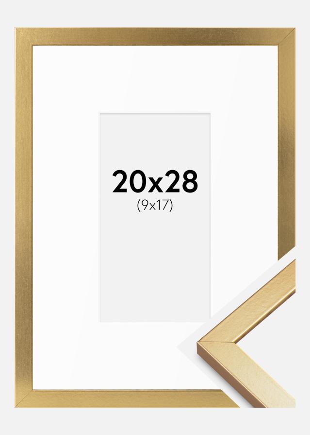 Ramme Minerva Guld 20x28 cm - Passepartout Hvid 10x18 cm