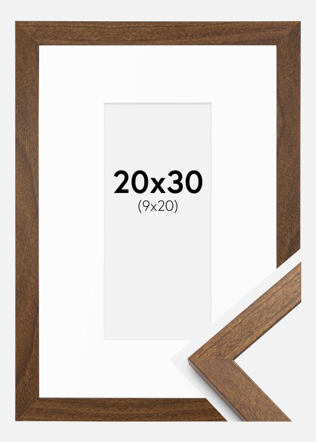 Ramme Stilren varmt Brun 20x30 cm - Passepartout Hvid 10x21 cm