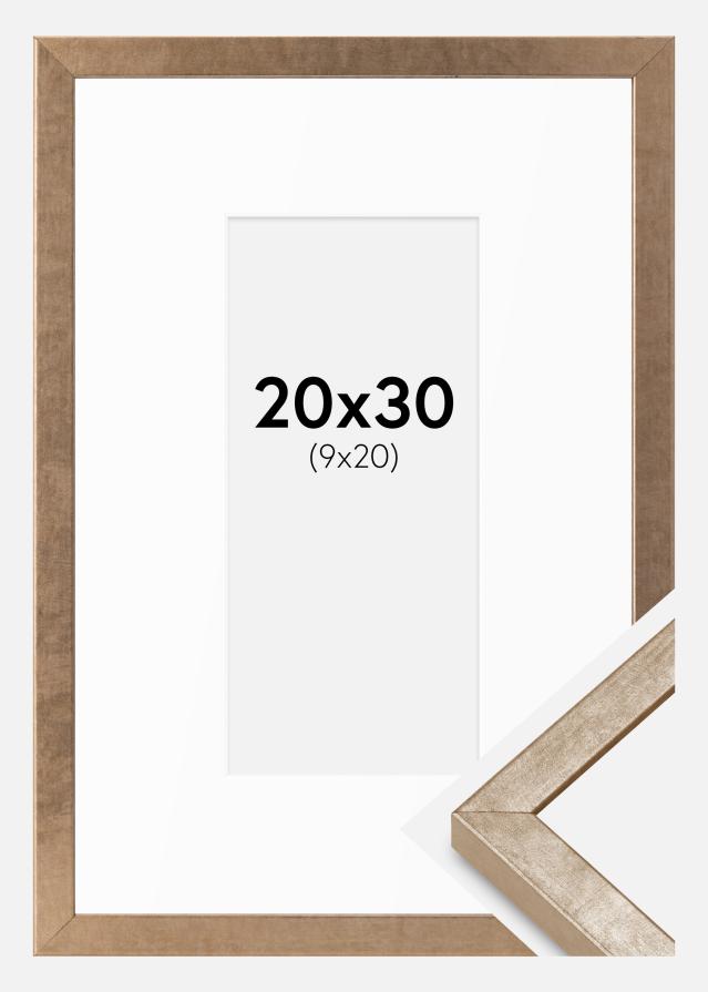 Ramme Ares Messing 20x30 cm - Passepartout Hvid 10x21 cm