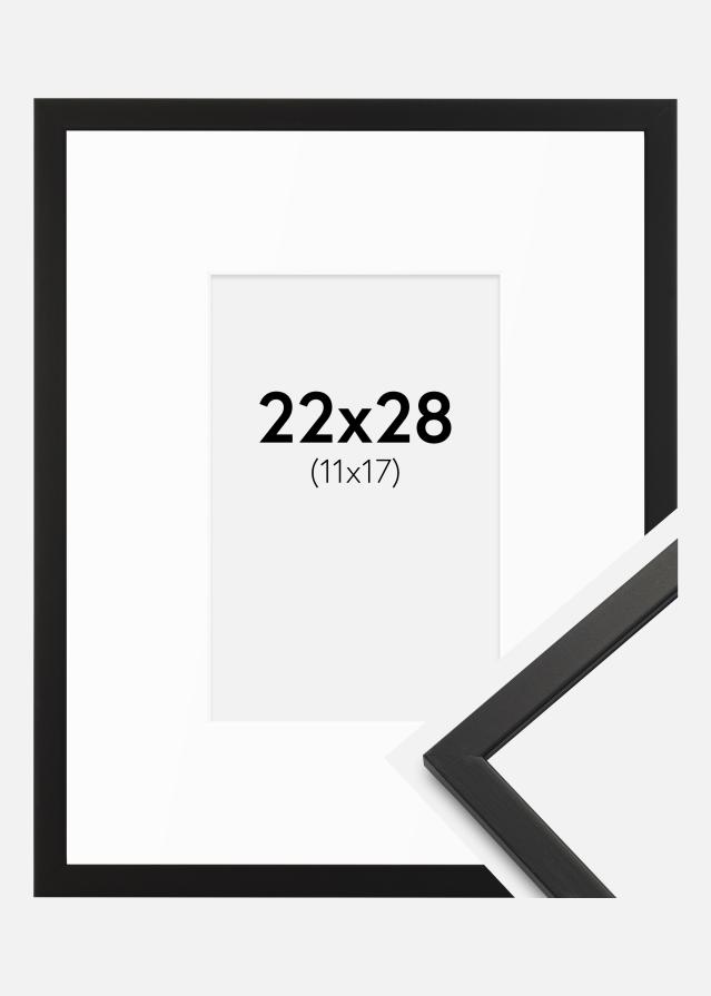 Ramme Edsbyn Sort 22x28 cm - Passepartout Hvid 12x18 cm
