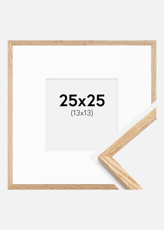 Ramme Tynd Eg 25x25 cm - Passepartout Hvid 14x14 cm