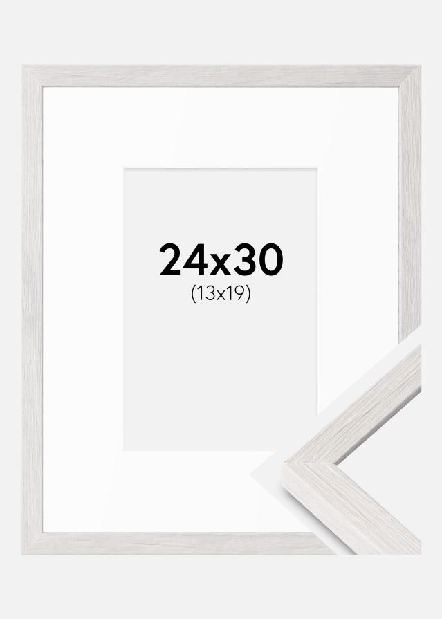 Ramme Ares Hvid Eg 24x30 cm - Passepartout Hvid 14x20 cm