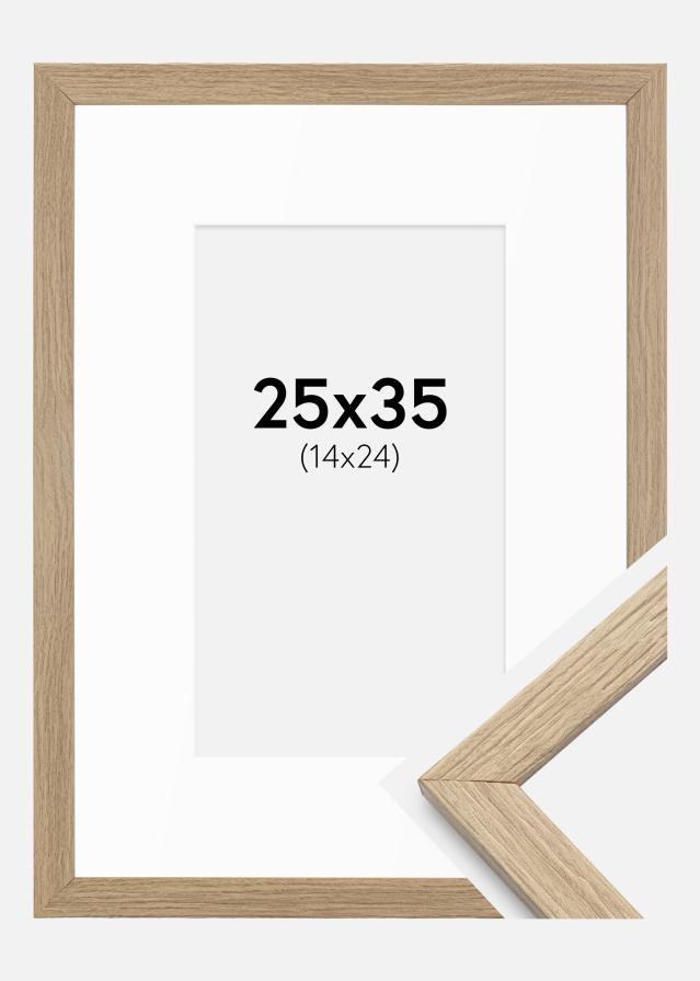 Ramme Stilren Eg 25x35 cm - Passepartout Hvid 15x25 cm