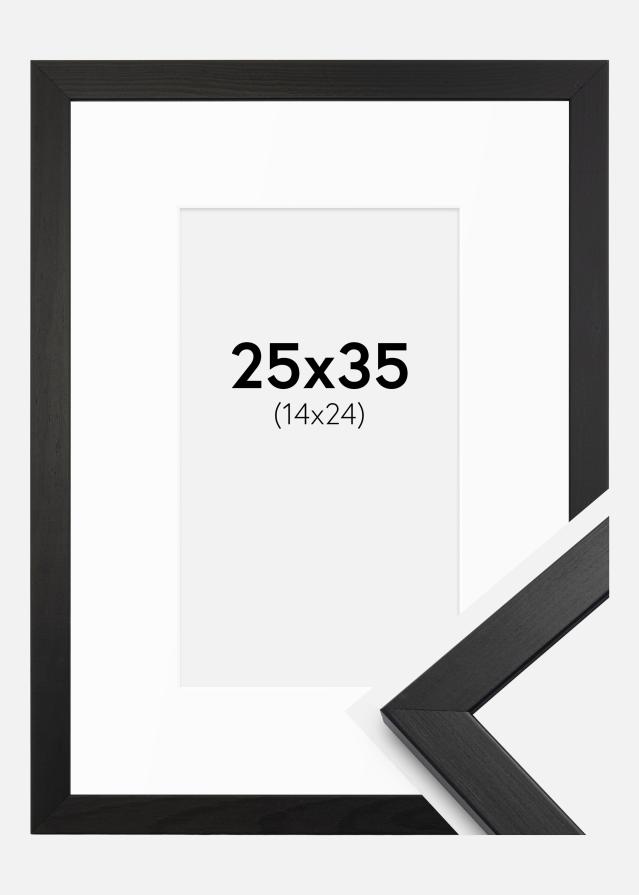 Ramme Stilren Sort 25x35 cm - Passepartout Hvid 15x25 cm