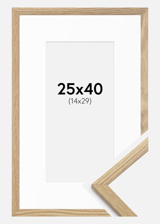 Ramme Trendy Eg 25x40 cm - Passepartout Hvid 15x30 cm