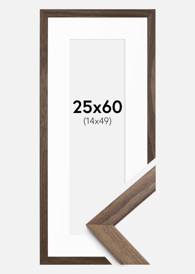 Ramme Stilren Valnød 25x60 cm - Passepartout Hvid 15x50 cm