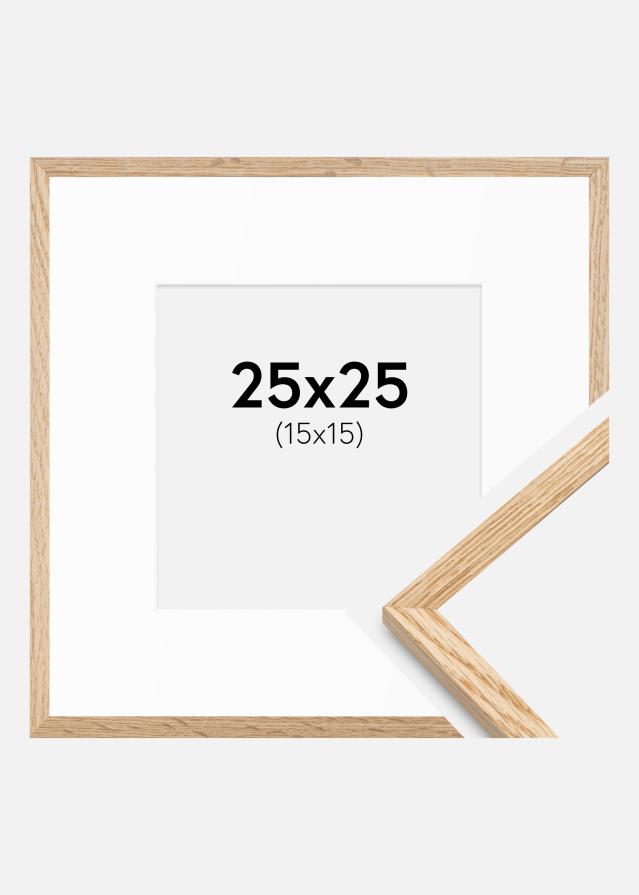 Ramme Tynd Eg 25x25 cm - Passepartout Hvid 16x16 cm