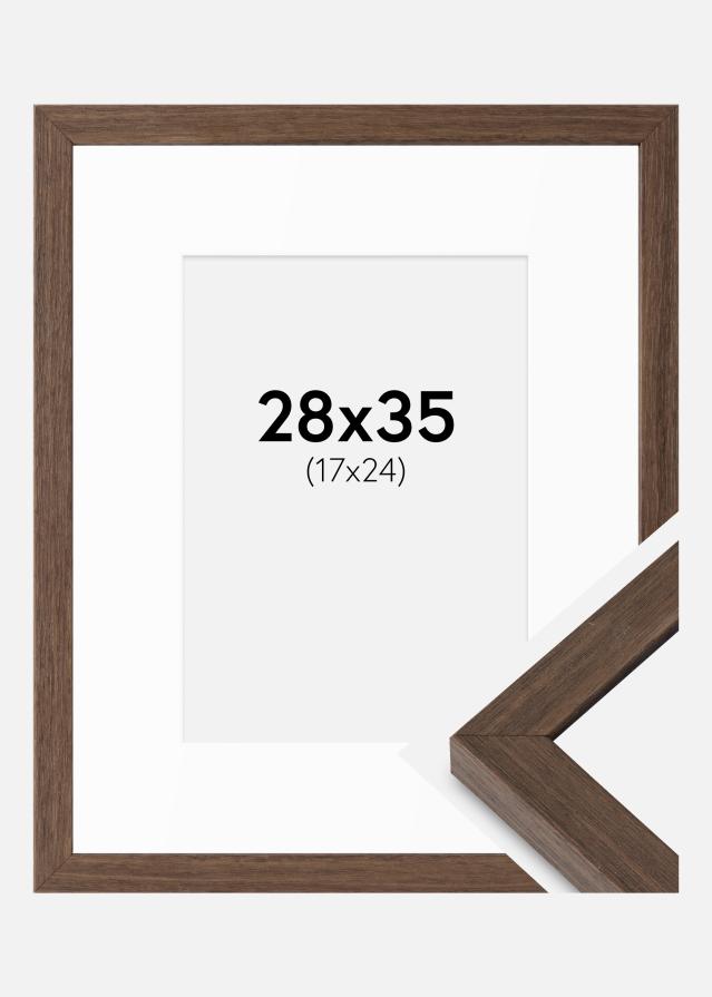 Ramme Hermes Valnød 28x35 cm - Passepartout Hvid 18x25 cm