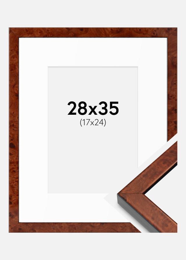 Ramme Hermes valnød 28x35 cm - Passepartout Hvid 18x25 cm
