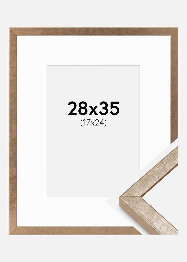 Ramme Ares Messing 28x35 cm - Passepartout Hvid 18x25 cm