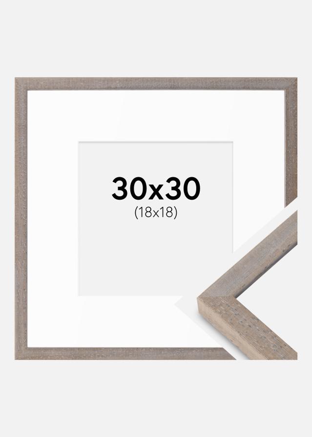 Ramme Ares Grå 30x30 cm - Passepartout Hvid 19x19 cm
