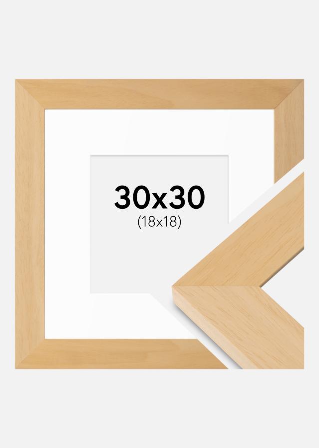 Ramme Juno Træ 30x30 cm - Passepartout Hvid 19x19 cm
