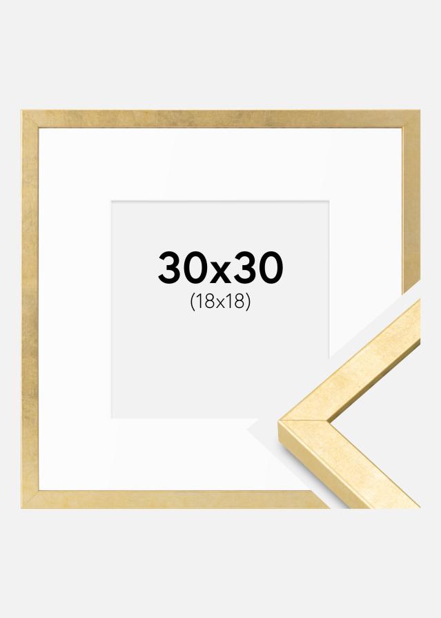 Ramme Ares Guld 30x30 cm - Passepartout Hvid 19x19 cm