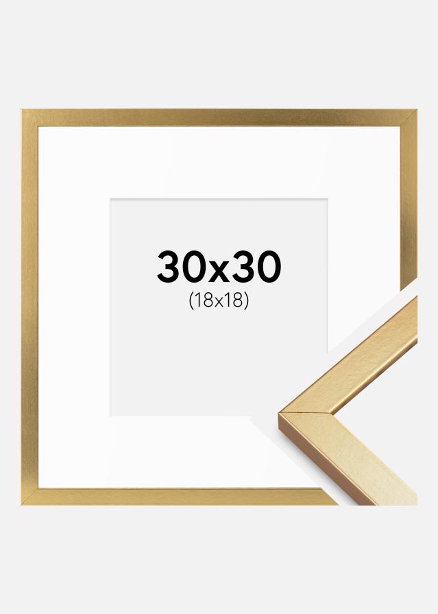 Ramme Minerva Guld 30x30 cm - Passepartout Hvid 19x19 cm