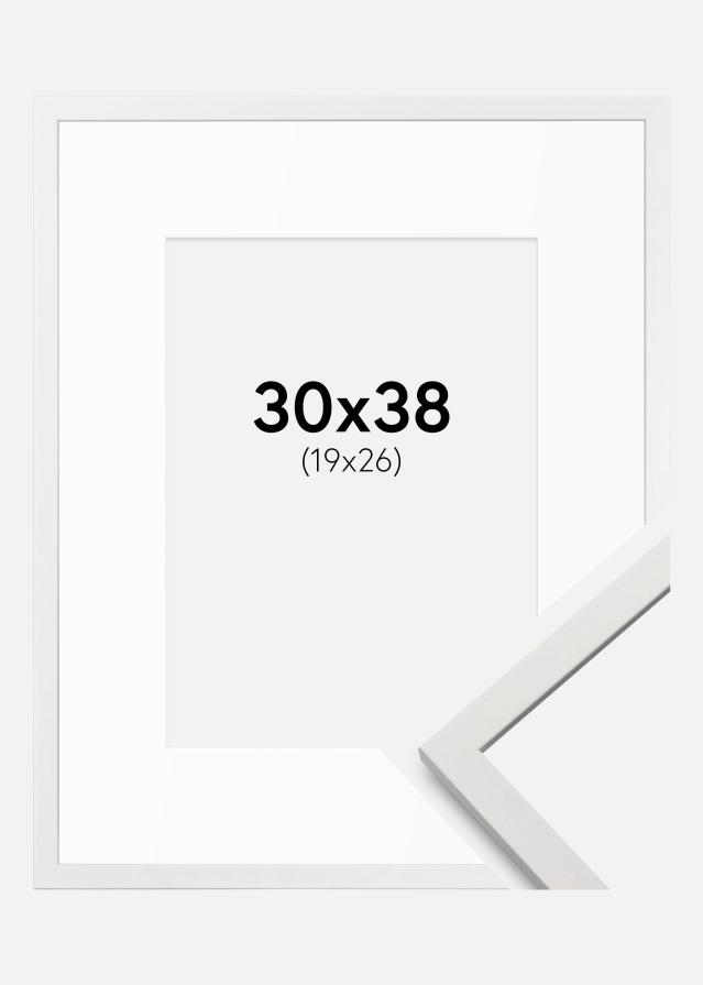 Ramme Edsbyn Hvid 30x38 cm - Passepartout Hvid 20x27 cm
