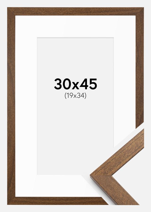 Ramme Stilren varmt Brun 30x45 cm - Passepartout Hvid 20x35 cm