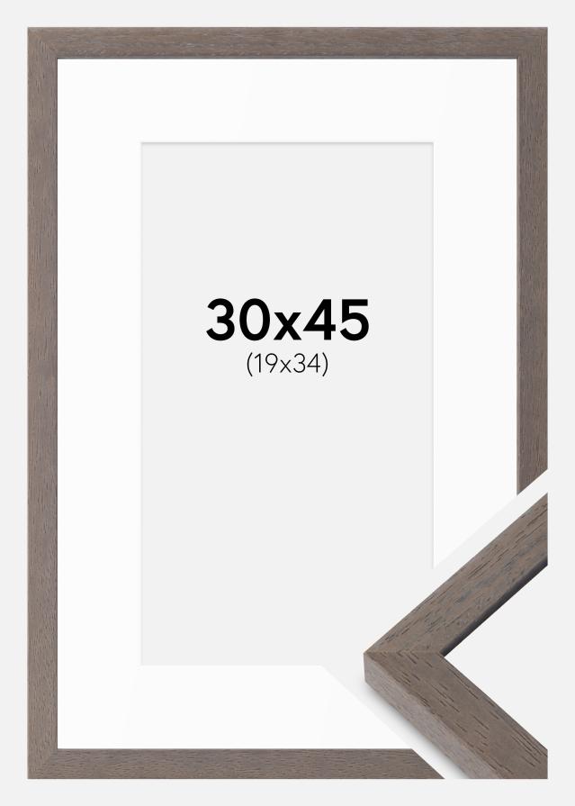 Ramme Hermes Grå 30x45 cm - Passepartout Hvid 20x35 cm