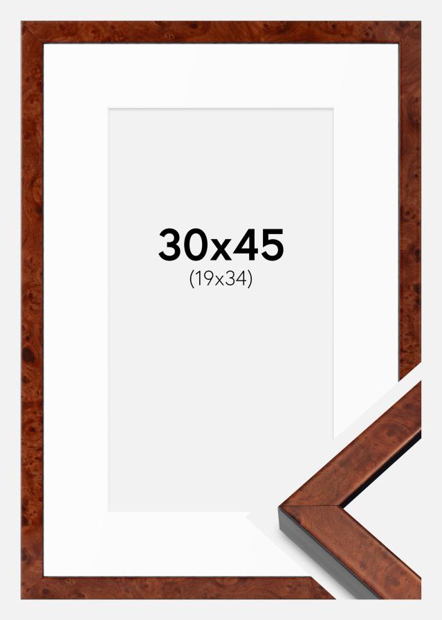Ramme Hermes valnød 30x45 cm - Passepartout Hvid 20x35 cm
