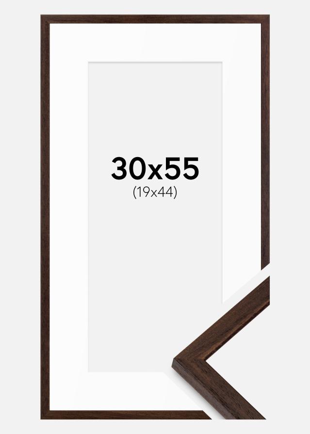 Ramme Edsbyn Valnød 30x55 cm - Passepartout Hvid 20x45 cm