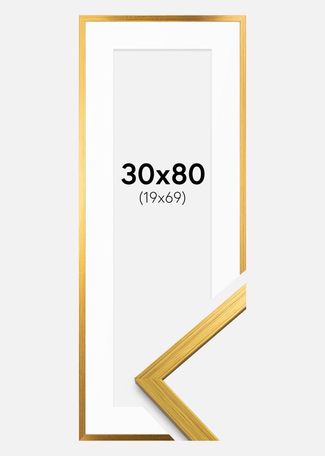 Ramme Edsbyn Guld 30x80 cm - Passepartout Hvid 20x70 cm