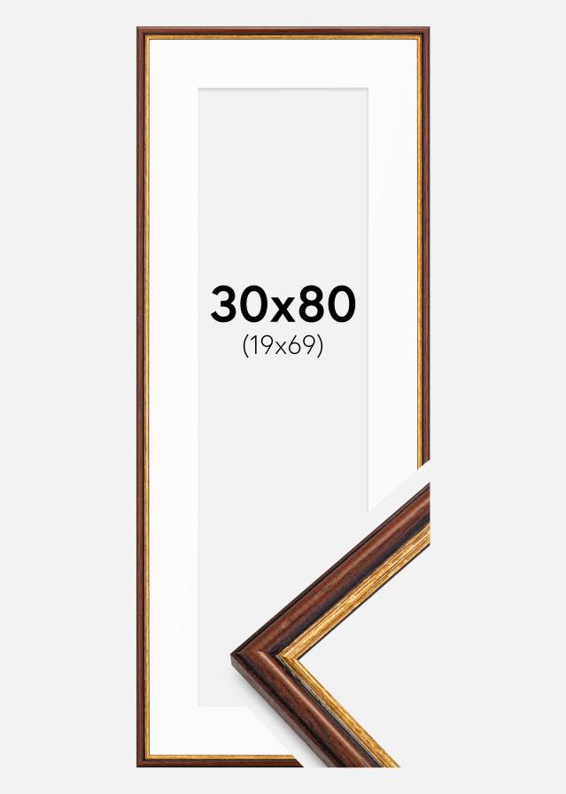 Ramme Horndal Brun 30x80 cm - Passepartout Hvid 20x70 cm