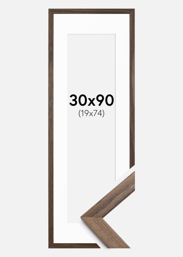 Ramme Stilren Valnød 30x90 cm - Passepartout Hvid 20x75 cm