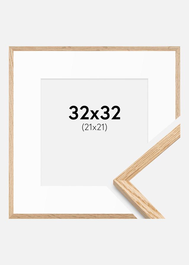 Ramme Tynd Eg 32x32 cm - Passepartout Hvid 22x22 cm