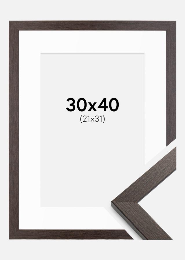 Ramme Stilren Wenge 30x40 cm - Passepartout Hvid 22x32 cm