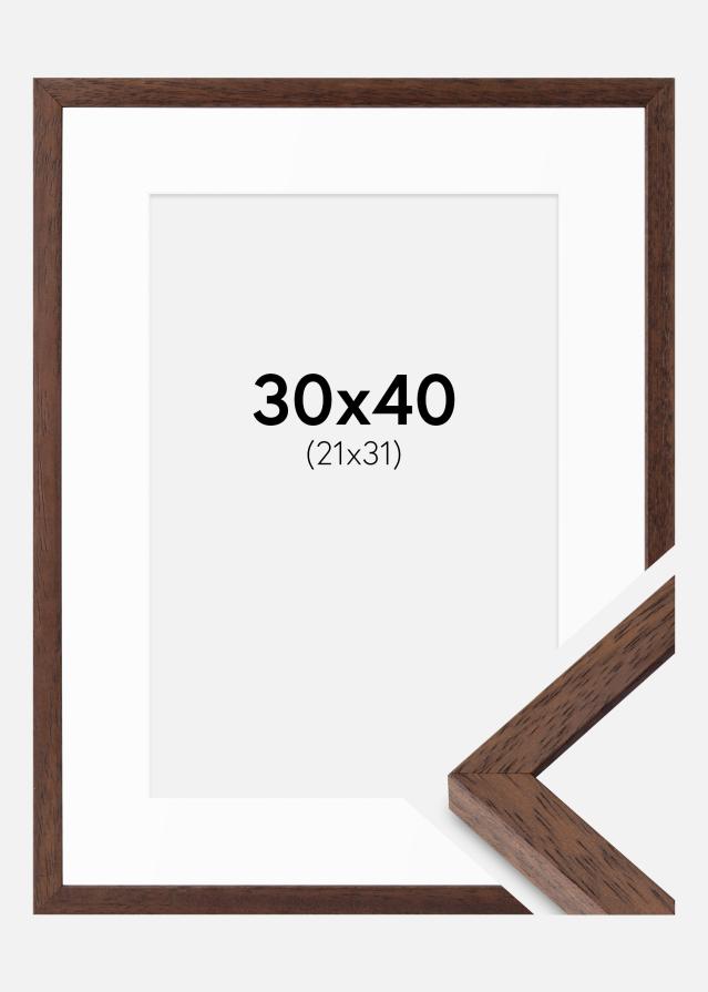 Ramme Ares Teak 30x40 cm - Passepartout Hvid 22x32 cm