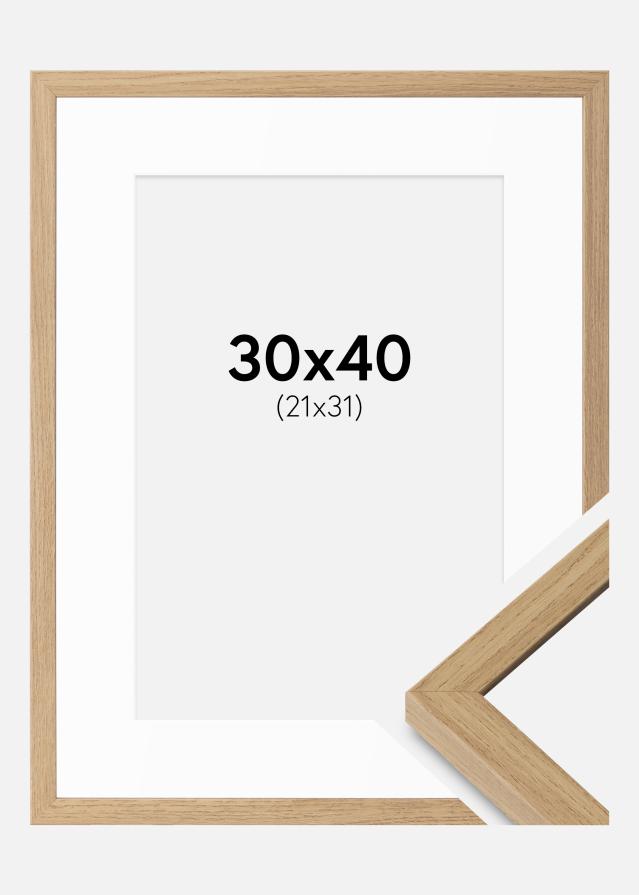Ramme Ares Naturlig eg 30x40 cm - Passepartout Hvid 22x32 cm
