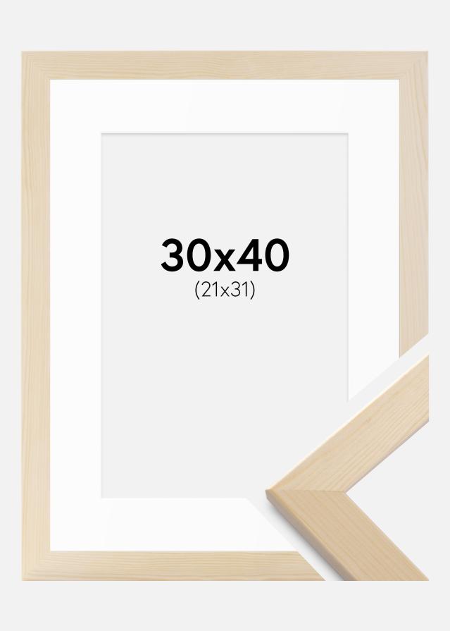 Ramme Trendline Natur 30x40 cm - Passepartout Hvid 22x32 cm