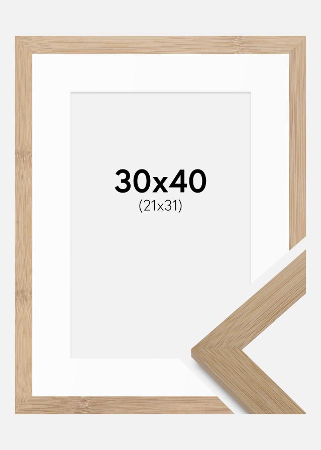Ramme Hoei Bambus 30x40 cm - Passepartout Hvid 22x32 cm