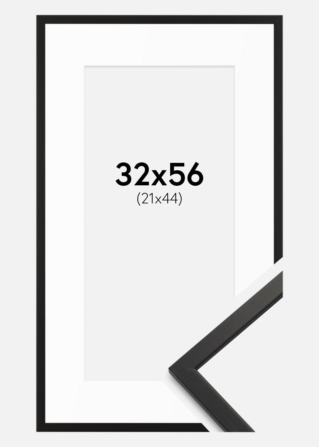 Ramme Edsbyn Sort 32x56 cm - Passepartout Hvid 22x45 cm