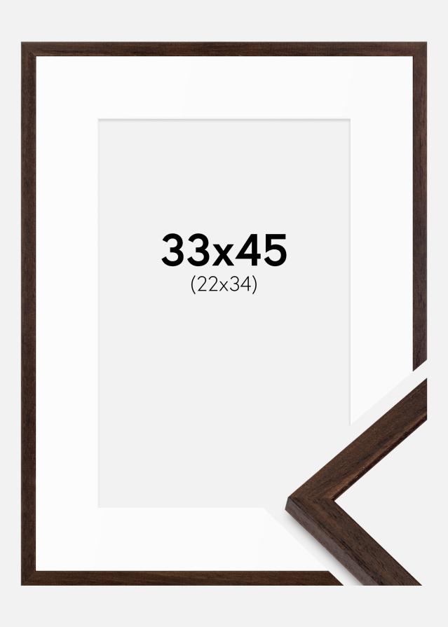 Ramme Edsbyn Valnød 33x45 cm - Passepartout Hvid 23x35 cm
