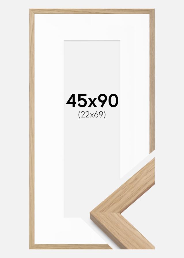 Ramme Eg træ 45x90 cm - Passepartout Hvid 23x70 cm