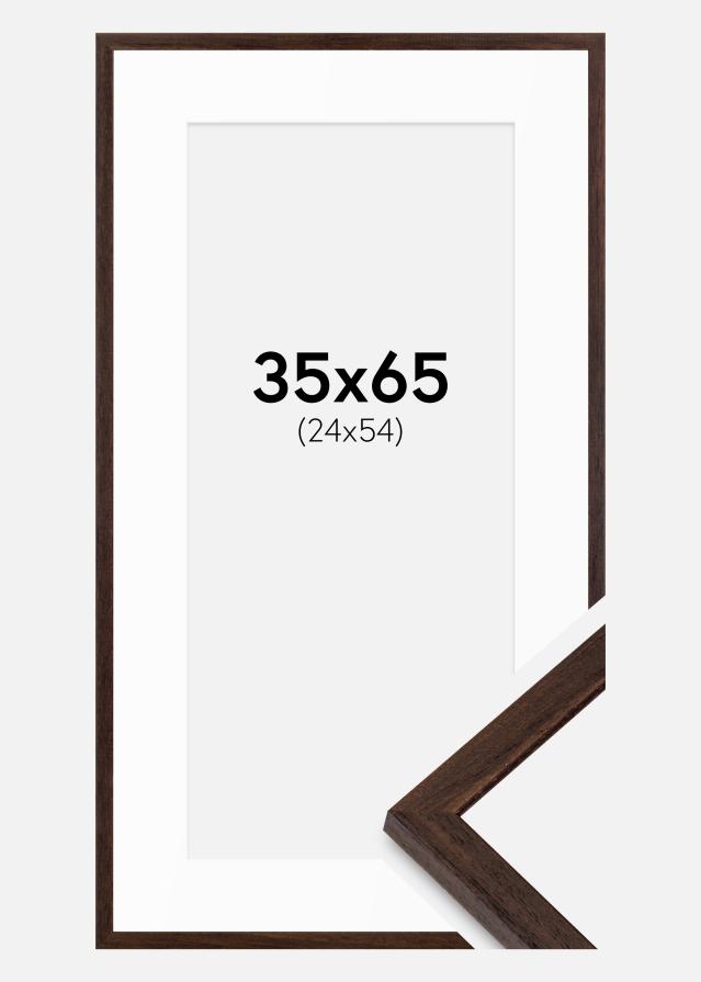 Ramme Edsbyn Valnød 35x65 cm - Passepartout Hvid 25x55 cm