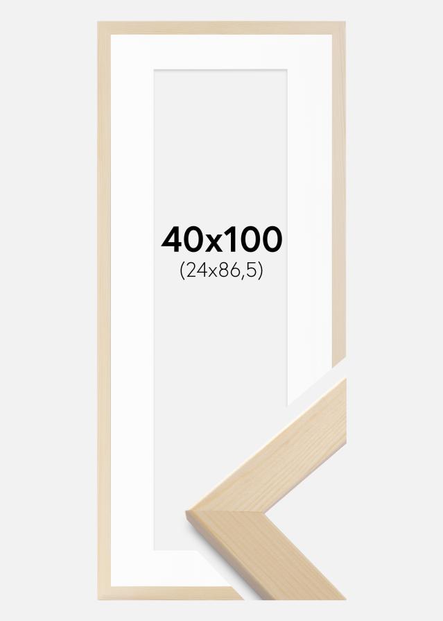 Ramme Trendline Natur 40x100 cm - Passepartout Hvid 25x87,5 cm