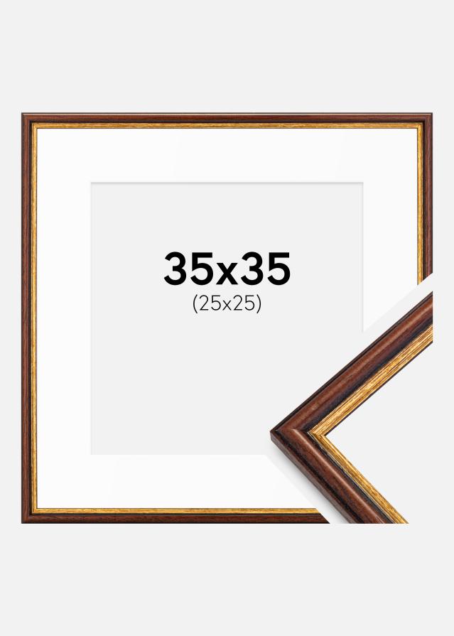 Ramme Horndal Brun 35x35 cm - Passepartout Hvid 26x26 cm