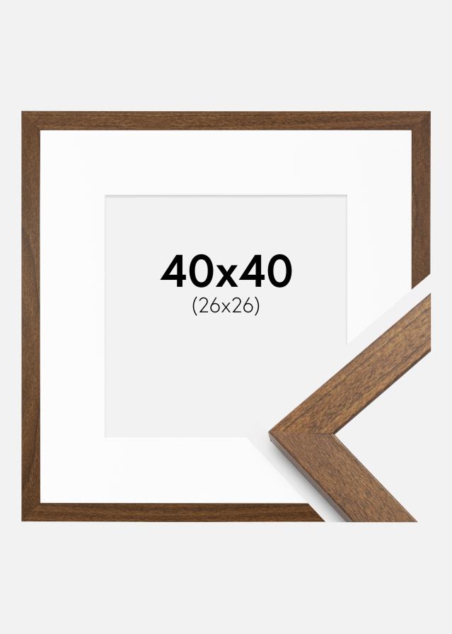 Ramme Stilren varmt Brun 40x40 cm - Passepartout Hvid 27x27 cm